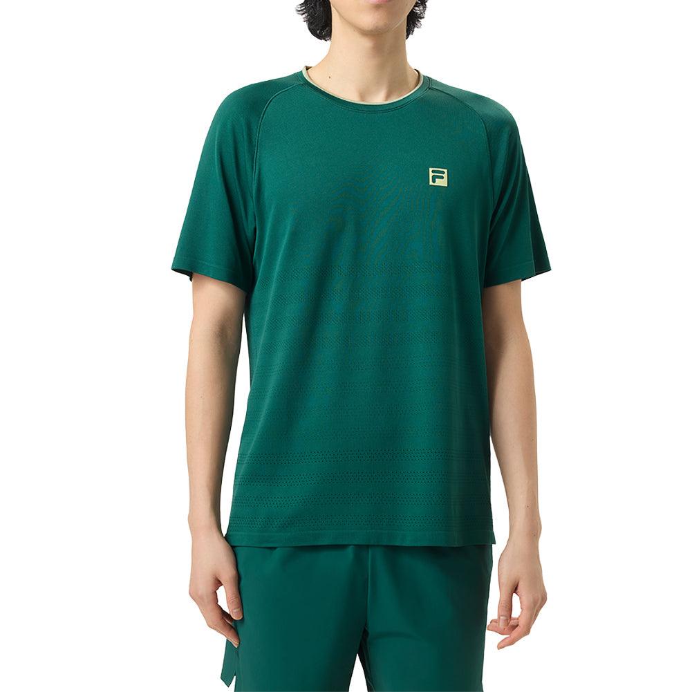 Men`s Center Court Ace Seamless Tennis Crew Rainforest and Iceberg Green Apparel Fila