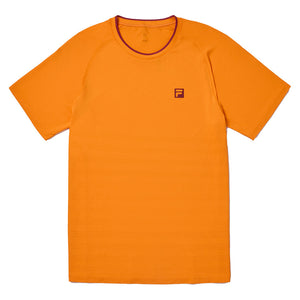 Men`s Center Court Ace Seamless Tennis Crew Oriole and Tibetan Red Apparel Fila
