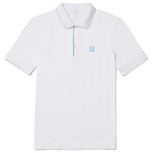 Men`s Center Court Ace Seamless Tennis Polo White and Skipper Blue Apparel Fila