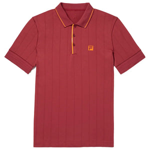 Men`s Center Court Ace Seamless Tennis Polo Tibetan Red and Oriole Apparel Fila