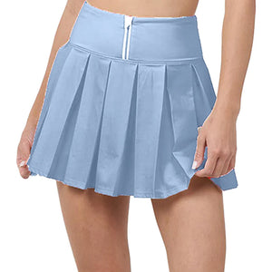 Women`s Piped Pleated Tennis Skort Bay Blue and White Apparel Thrive Societe