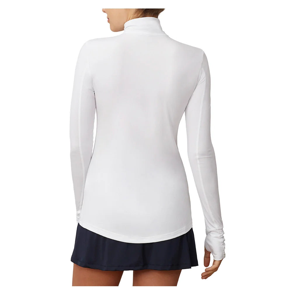 Women`s 1/4 Zip Long Sleeve Pickleball Top White Apparel Fila