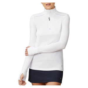 Women`s 1/4 Zip Long Sleeve Pickleball Top White Apparel Fila