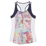 Women`s Alley Printed Racer Back Tennis Tank Striation and White Apparel Fila