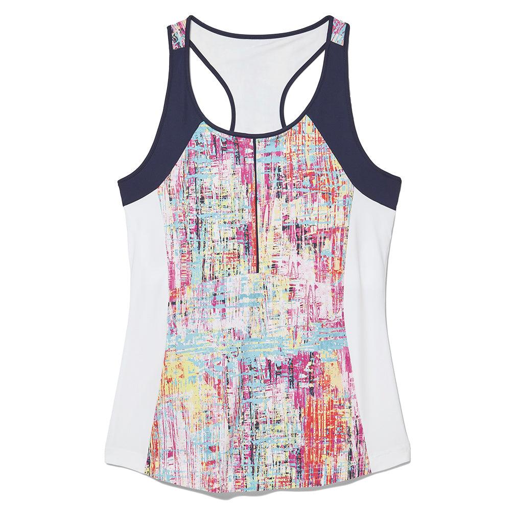 Women`s Alley Printed Racer Back Tennis Tank Striation and White Apparel Fila