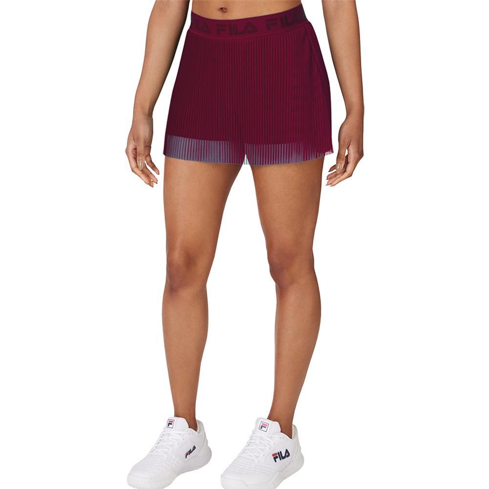 Womens 13.5 Inch Illusion Tennis Skort Cabernet Apparel Fila