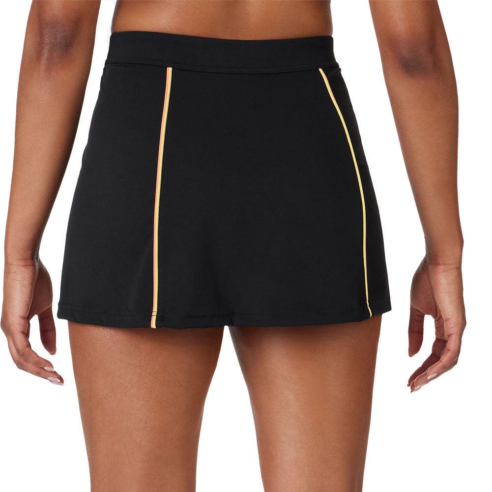 Womens Backspin ALine Tennis Skort Black and Peach Pink Apparel Fila