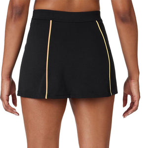 Womens Backspin ALine Tennis Skort Black and Peach Pink Apparel Fila