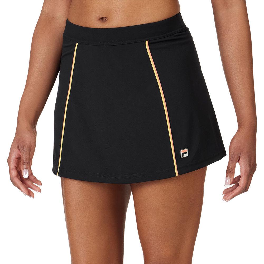 Womens Backspin ALine Tennis Skort Black and Peach Pink Apparel Fila