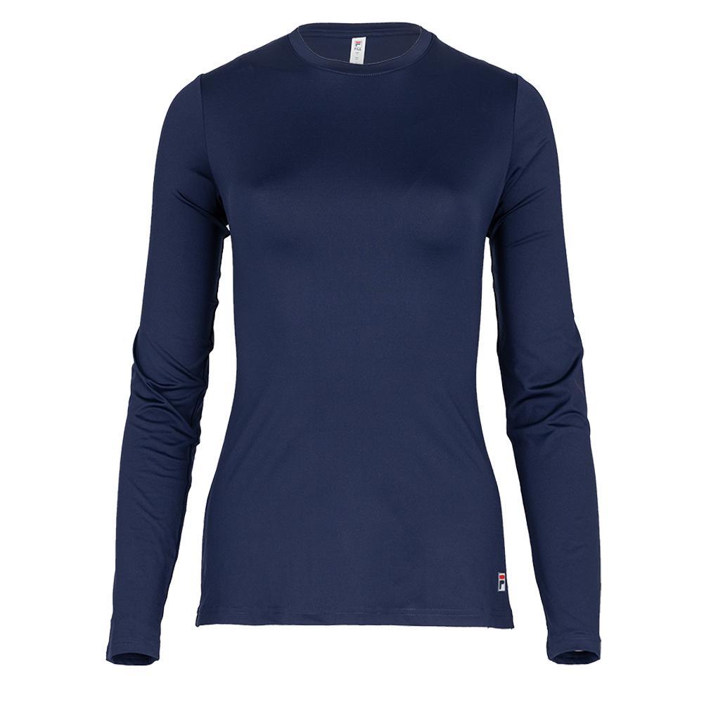 Women's Long Sleeve UV Blocker Pickleball Top Navy Apparel Fila