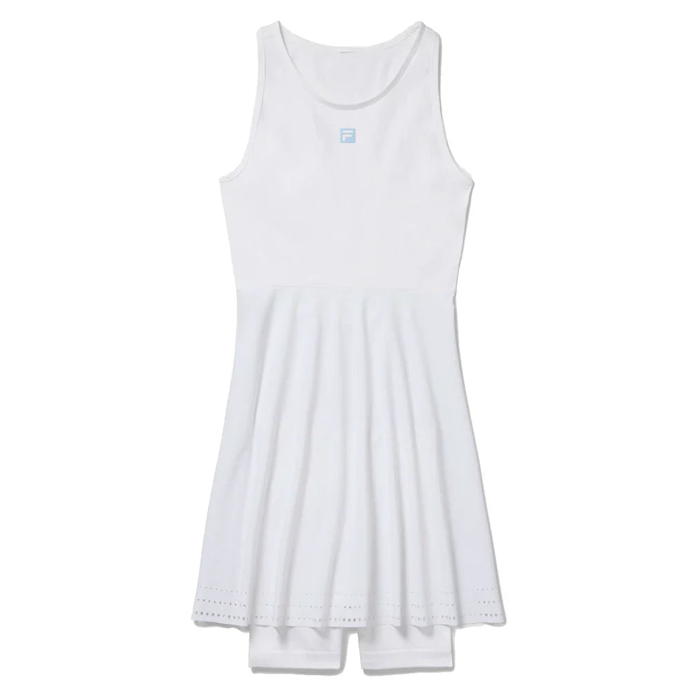 Women`s Center Court Seamless Tennis Dress White and Reflective Silver Apparel Fila