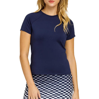 Women`s Tella Short Sleeve Tennis Top Navy Blue Apparel Tail
