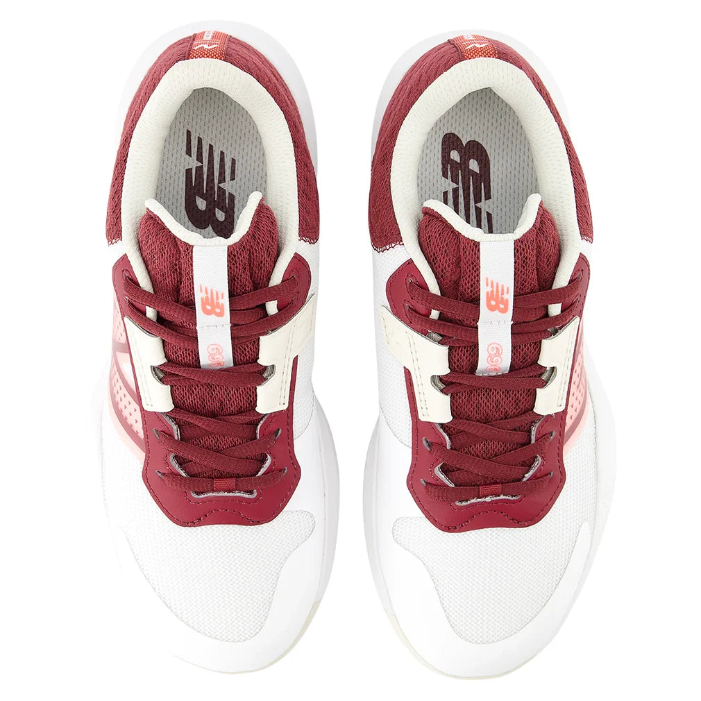 Women`s 696v6 D Width Tennis Shoes White and Monarch Burgundy Footwear New Balance