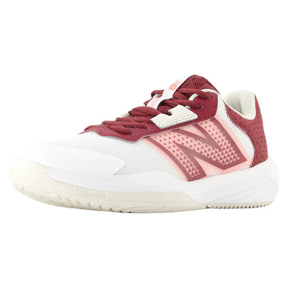 Women`s 696v6 D Width Tennis Shoes White and Monarch Burgundy Footwear New Balance