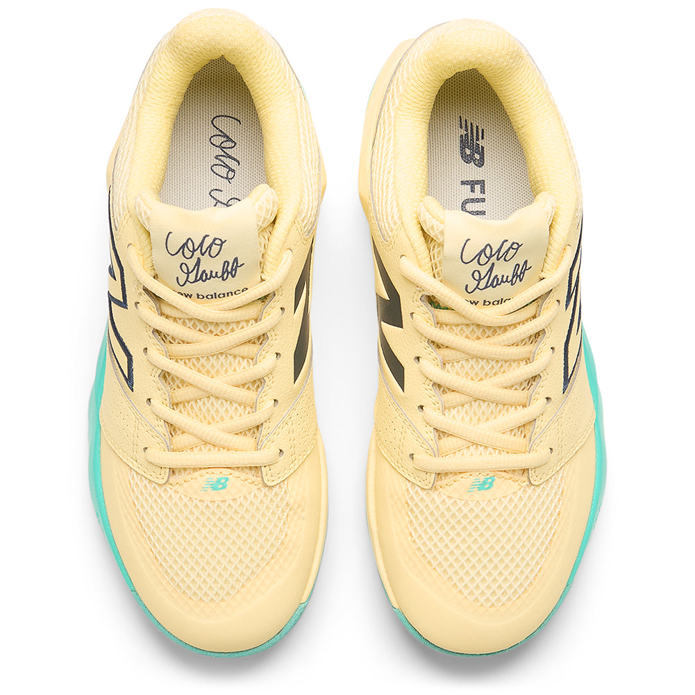 Women`s FuelCell Delray D Width Tennis Shoes Parchment and Navy Footwear New Balance