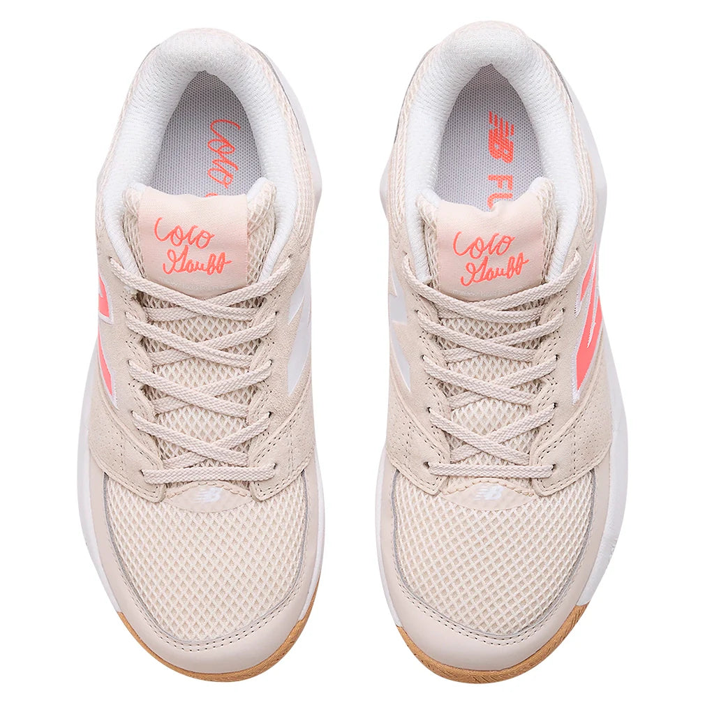 Women`s Coco Delray D Width Tennis Shoes Bisque and Urgent Red Footwear New Balance