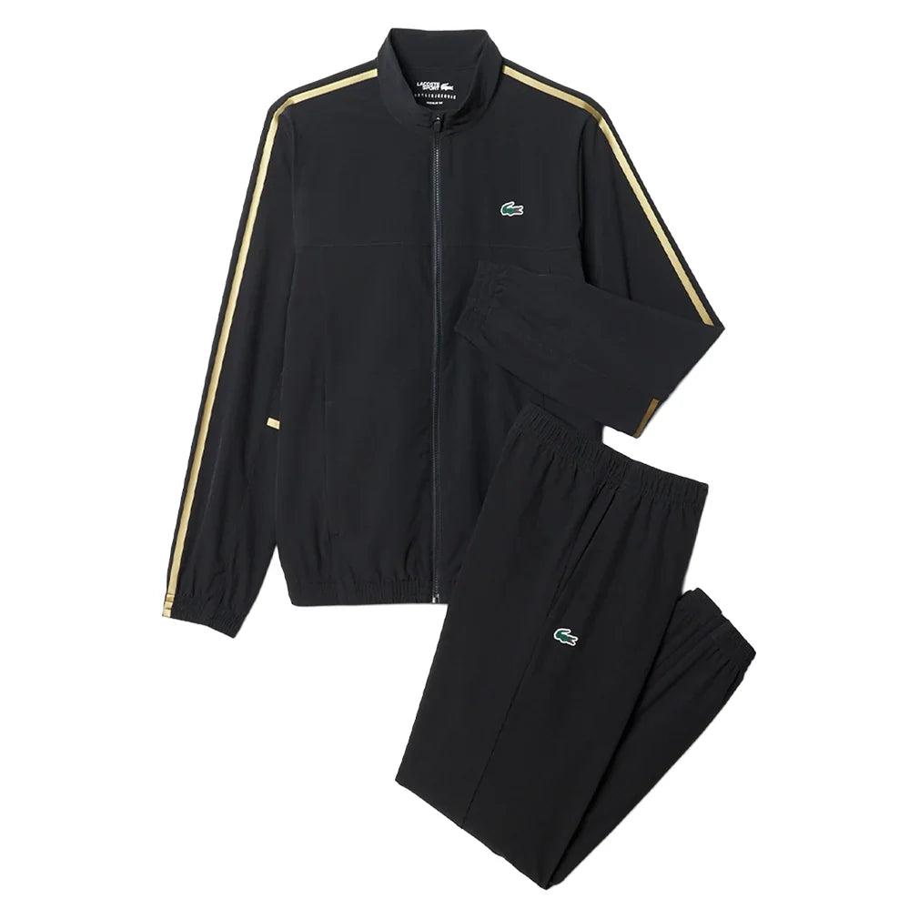 Men`s Novak Djokovic On-Court Tennis Tracksuit Set Black Apparel Lacoste