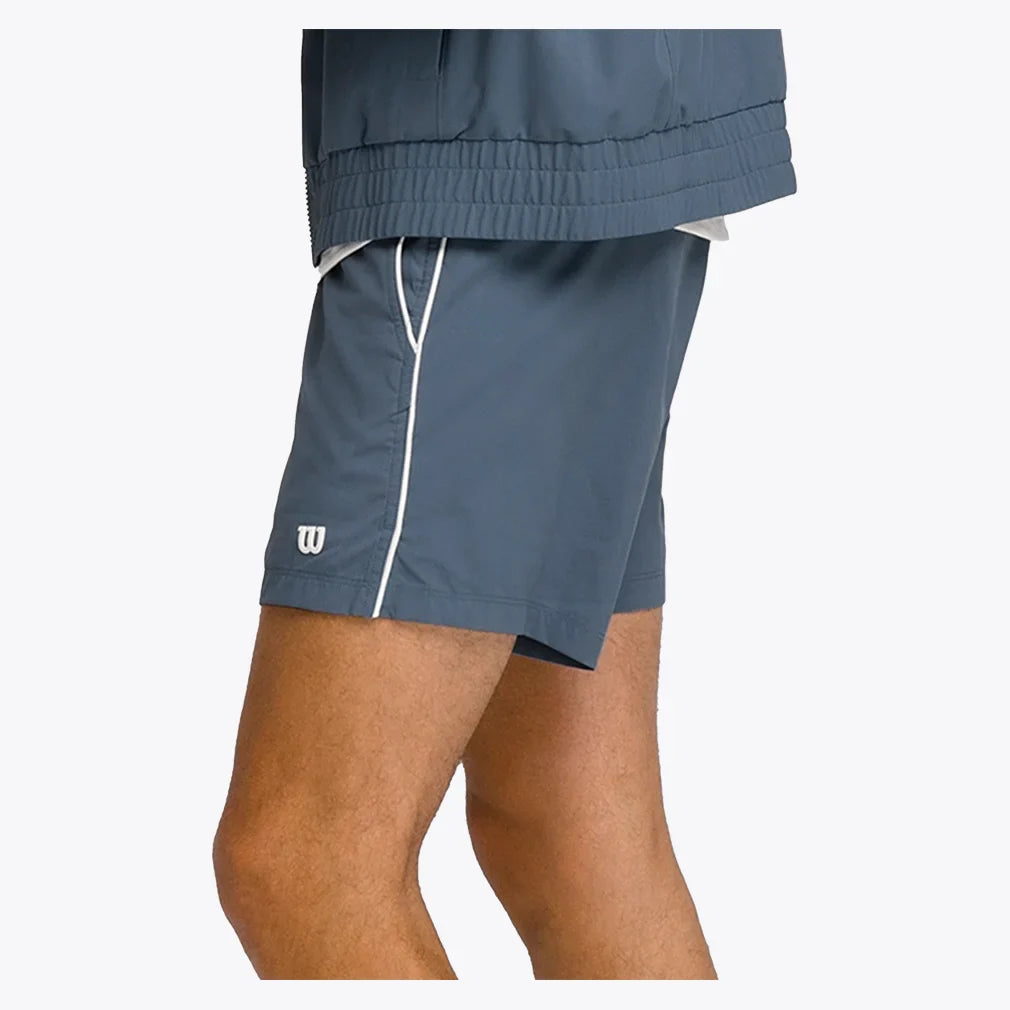 Men`s 6 inch Unlined Volley Tennis Shorts Slate Blue Apparel Wilson