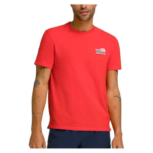 Men`s Easy Street Tennis Tee Infrared and Classic Navy Apparel Wilson