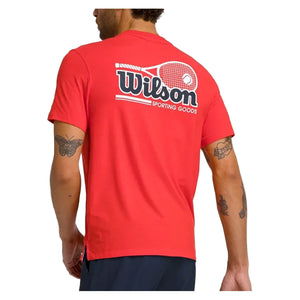 Men`s Easy Street Tennis Tee Infrared and Classic Navy Apparel Wilson