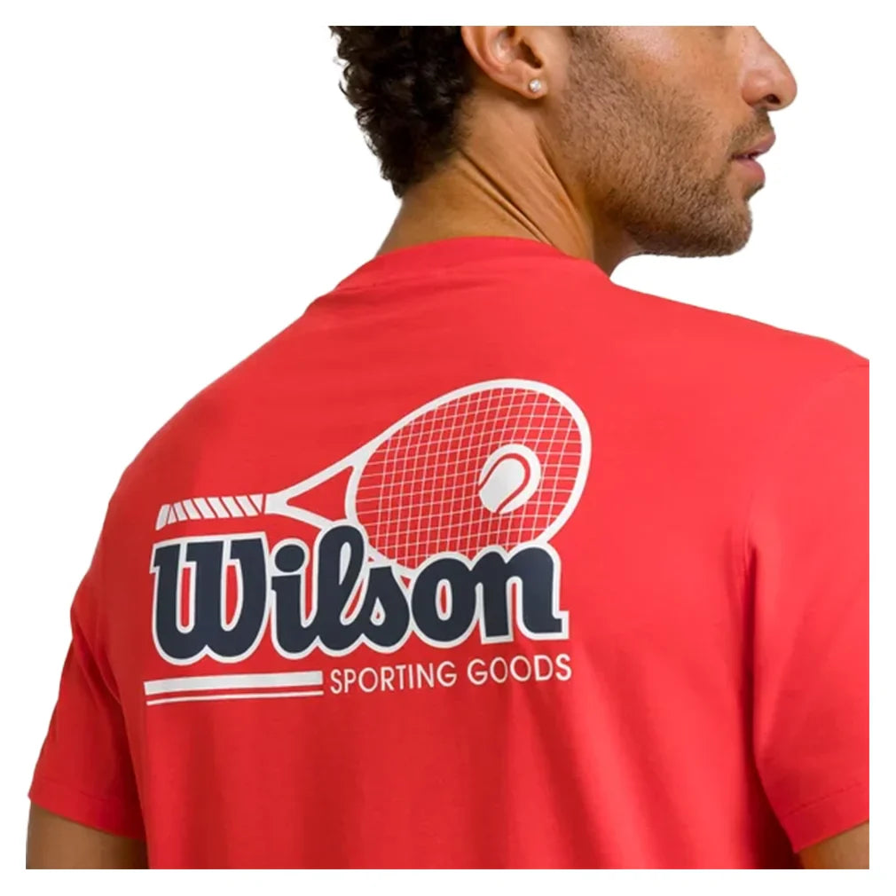 Men`s Easy Street Tennis Tee Infrared and Classic Navy Apparel Wilson