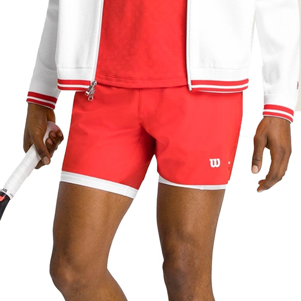 Men`s 7 inch Unlined Tournament V2 Tennis Short Infrared Apparel Wilson