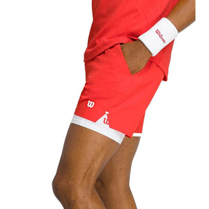 Men`s 7 inch Unlined Tournament V2 Tennis Short Infrared Apparel Wilson