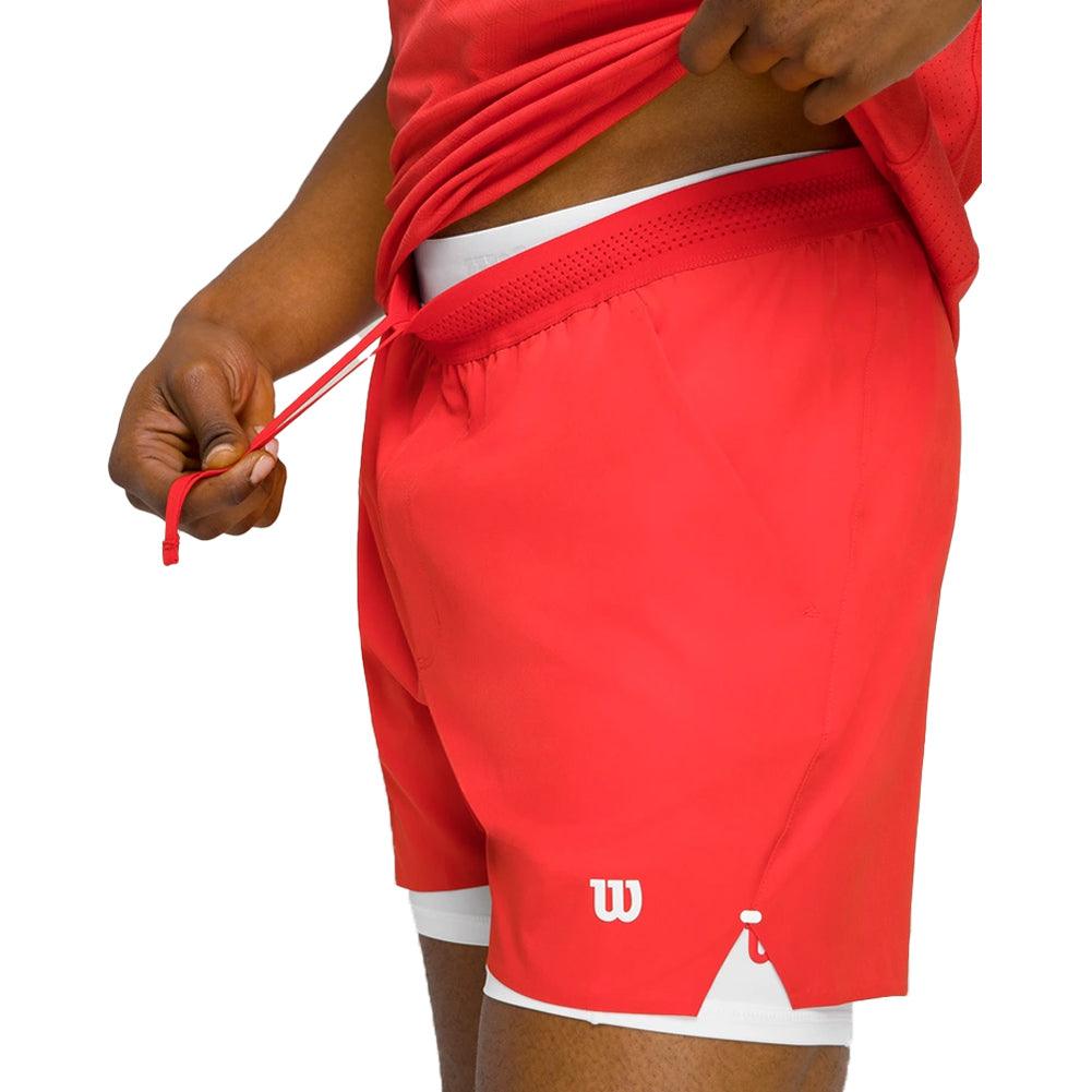 Men`s 7 inch Unlined Tournament V2 Tennis Short Infrared Apparel Wilson