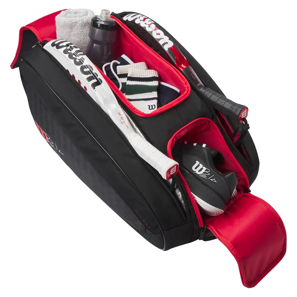 Bela V3 Padel Racquet Bag Black and Red Padel Racquets Wilson