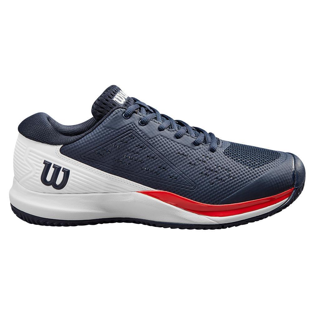 Men's Rush Pro Ace Wide Tennis Shoes Navy Blazer and White Footwear Wilson