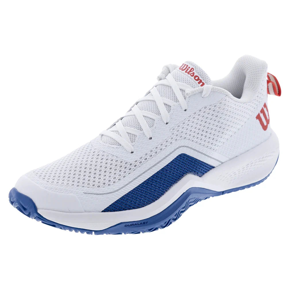 Men`s Rush Pro Lite Tennis Shoes White and Deja Vu Blue Footwear Wilson