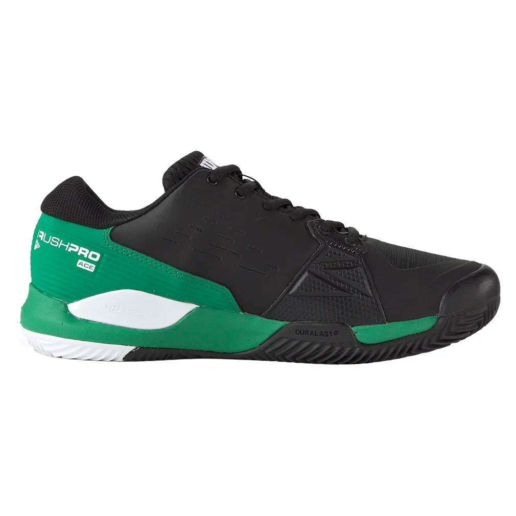 Men`s Rush Pro Ace Clay Tennis Shoes Black and Bosphorus Footwear Wilson