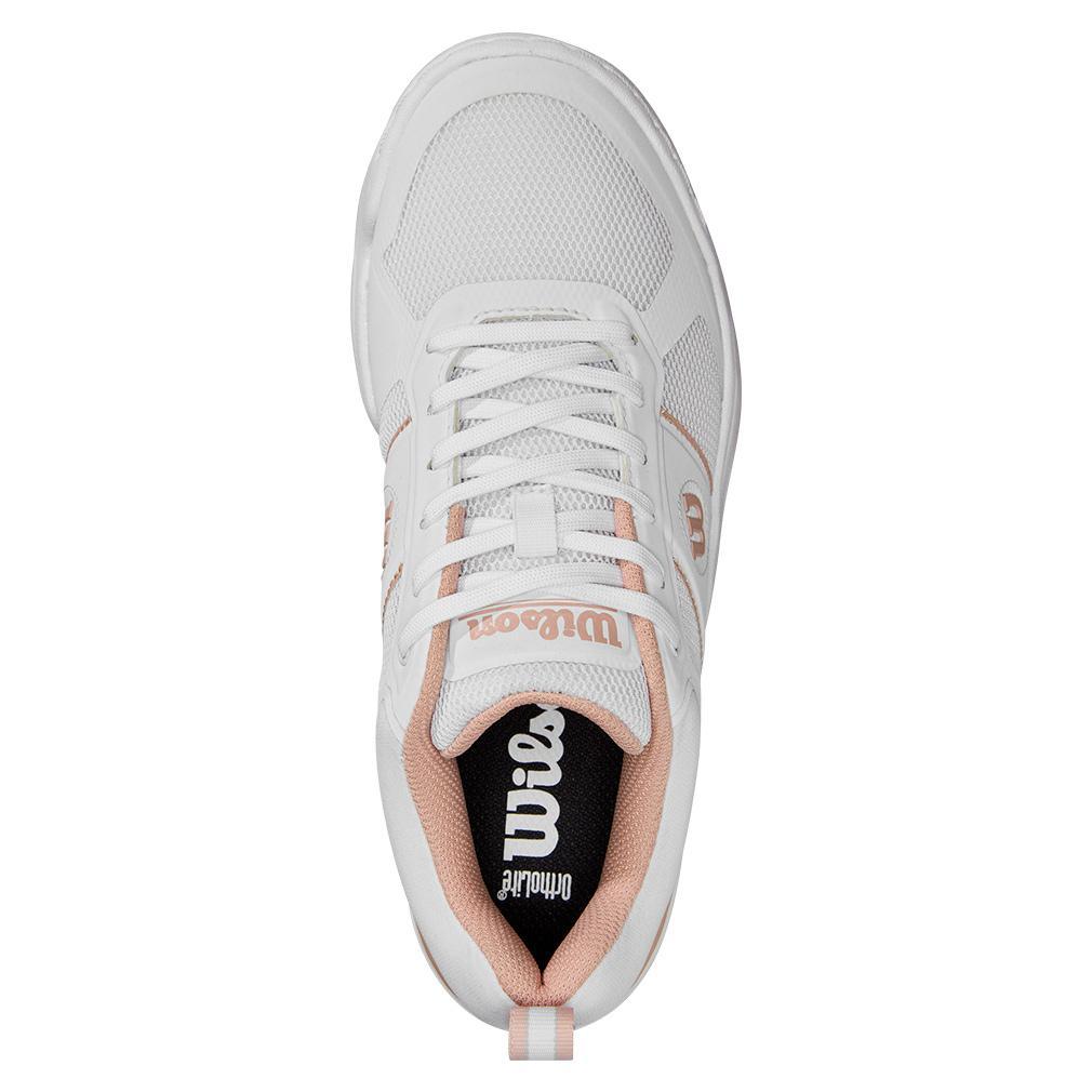 Women`s Pickle Pro Pickleball Shoes White and Cameo Rose Footwear Wilson