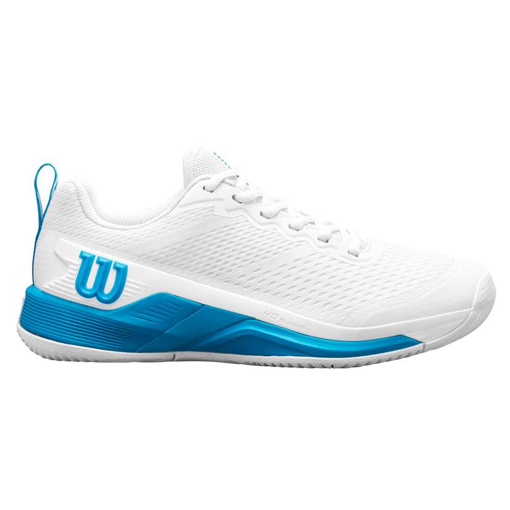 Men`s Rush Pro 4.5 Oz Tennis Shoes White and Atomic Blue Footwear Wilson