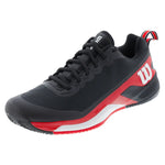 Men`s Rush Pro 4.5 Clay Tennis Shoes Black and Infrared Footwear Wilson