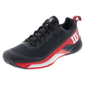 Men`s Rush Pro 4.5 Clay Tennis Shoes Black and Infrared Footwear Wilson