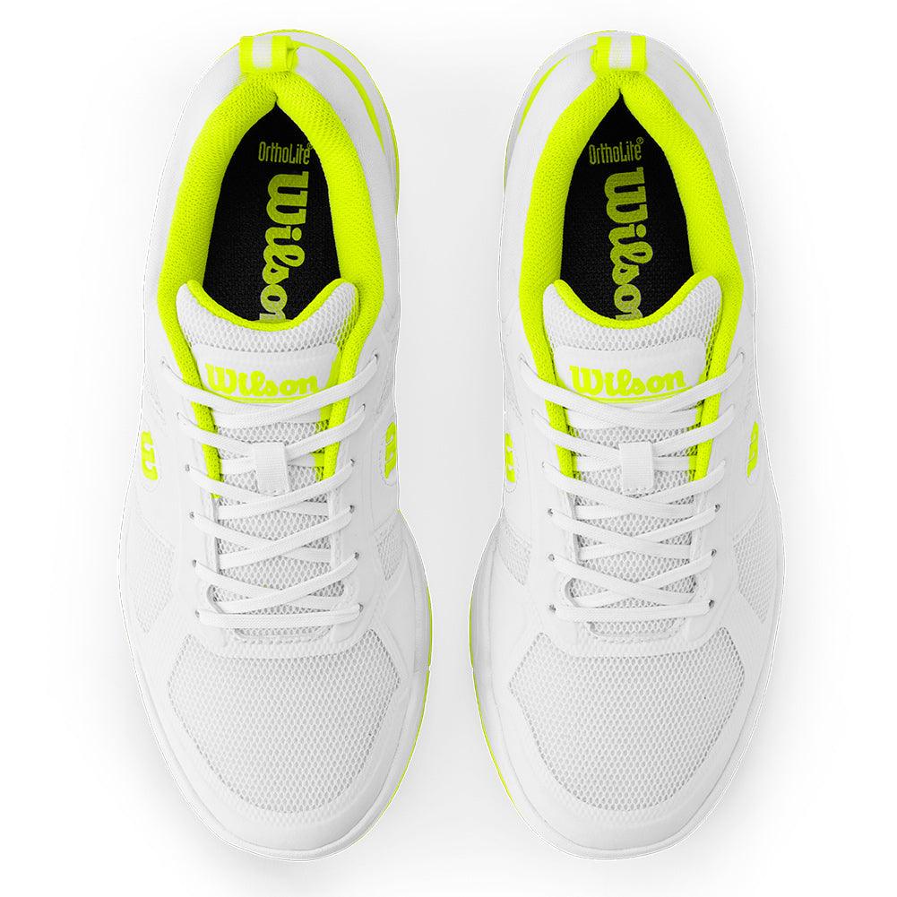 Men`s Pickle Pro Pickleball Shoes White and Safety Yellow Footwear Wilson