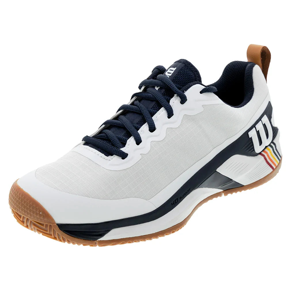 Men`s Rush Pro 4.5 Clay RG Tennis Shoes White and Navy Blazer Footwear Wilson