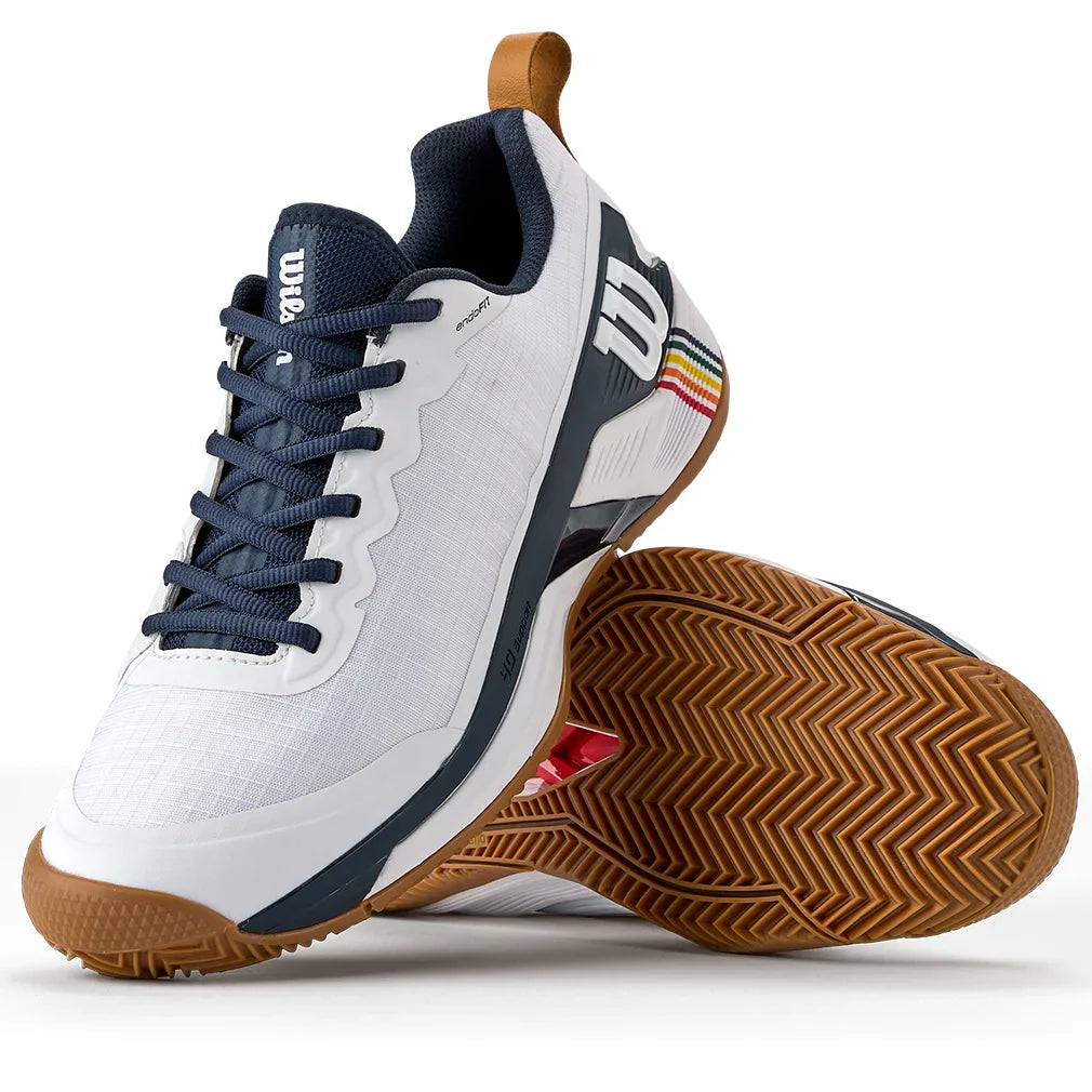 Men`s Rush Pro 4.5 Clay RG Tennis Shoes White and Navy Blazer Footwear Wilson