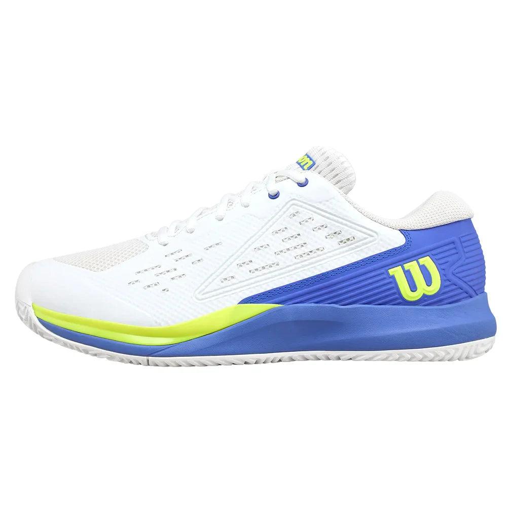 Men`s Rush Pro Ace Tennis Shoes White and Amparo Blue Footwear Wilson