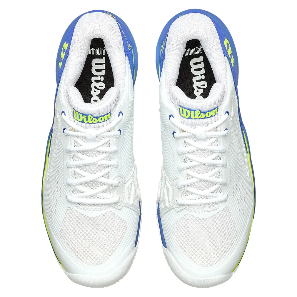 Men`s Rush Pro Ace Tennis Shoes White and Amparo Blue Footwear Wilson