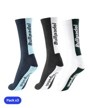 Socks Bullpadel BP2406 I White/Blue/Black 2025 (Pack x3) Padel Clothes Bullpadel