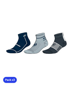 Socks Bullpadel BP254 Black/Gris/Blue Marino 2025 (Pack x3) Padel Clothes Bullpadel